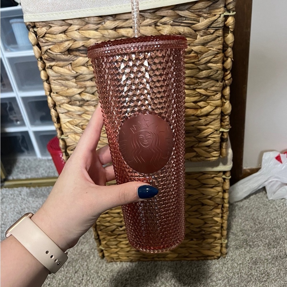 Starbucks studded rose gold tumbler